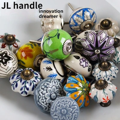 1 шт. разные многоцветный Винтаж цветочный Керамика круглый ящика комод шкаф