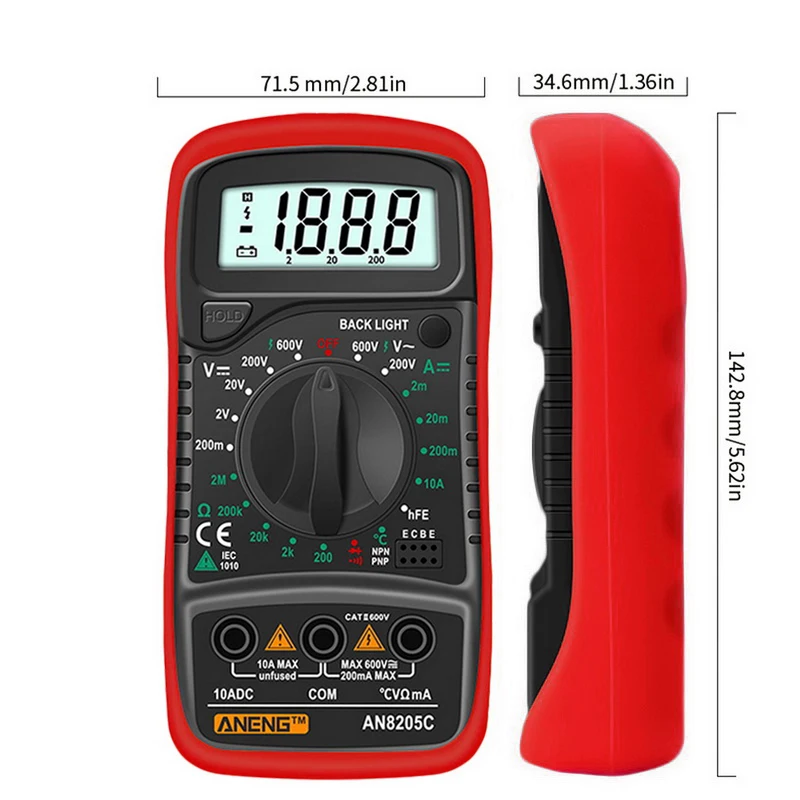 AN8205C Digital Multimeter AC/DC Ammeters Volt Ohm Tester Meter Multimetro With Thermocouple LCD Backlight Portable 2020# | Инструменты