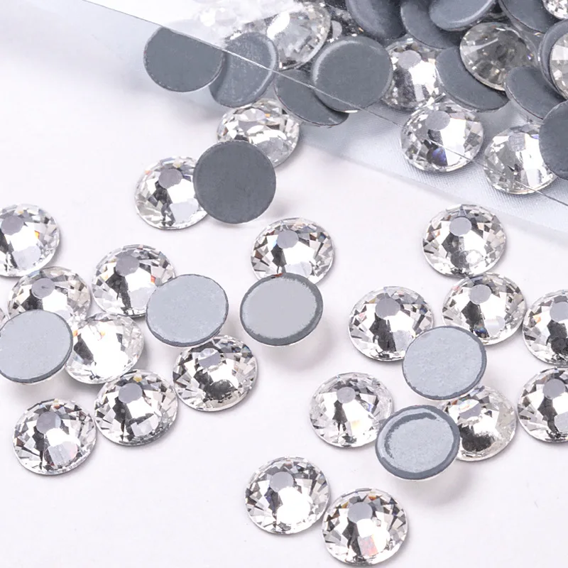 Top Clear AB Hot Fix Rhinestones Flat Back Crystals Glass Stone Strass Glitters For 3D Nail Fabric Garment Wedding