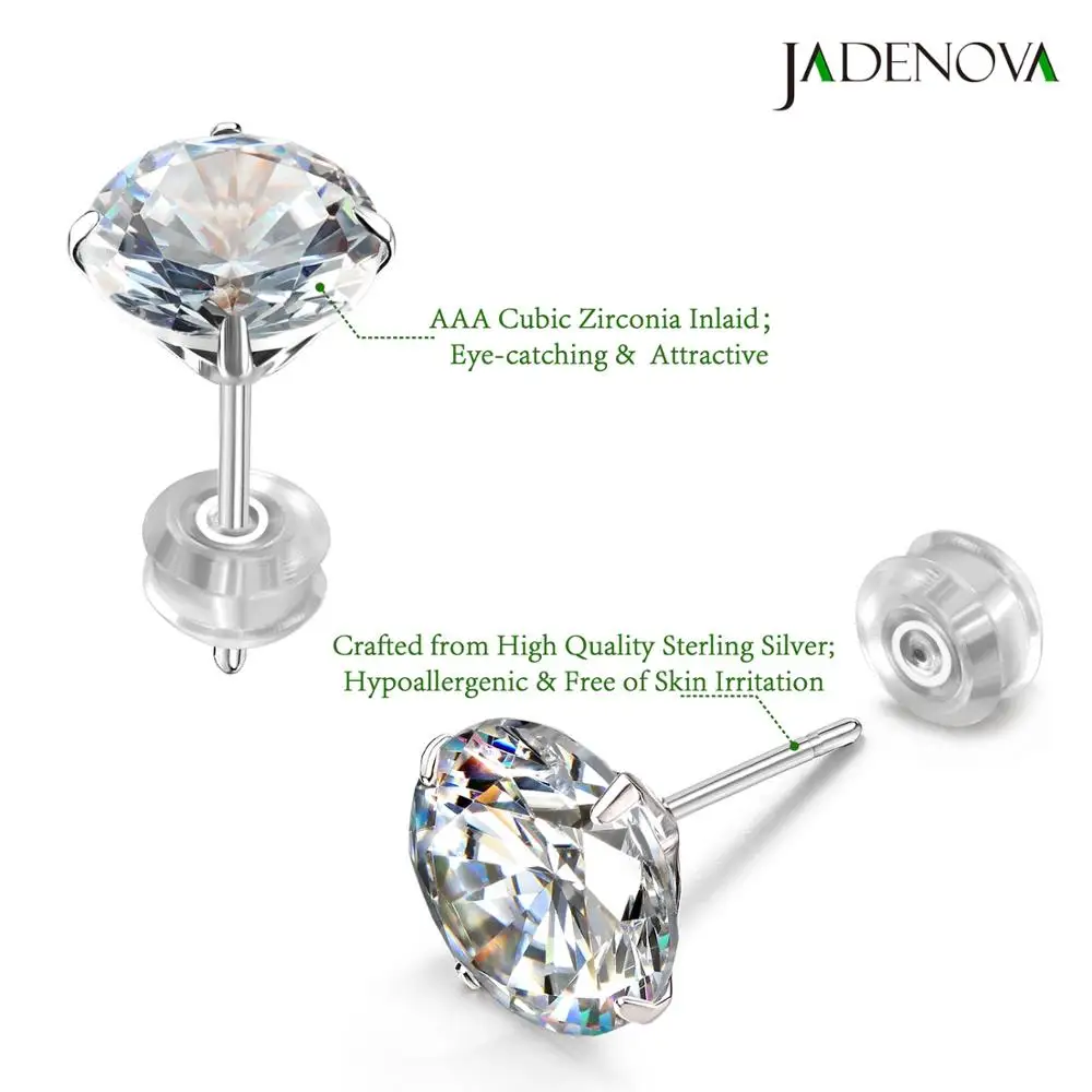 3/4/5/6/7/8 мм 925 пробы серебро прозрачные круглые хрустальные серьги с цирконием