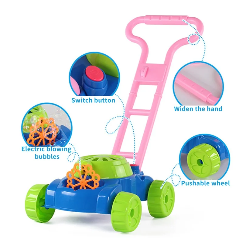 

Children'S Hand Push Bubble Car Bubble Lawn Mower Outdoor Toy Walker Push Toys For Kids Summer Gift Toy For Children