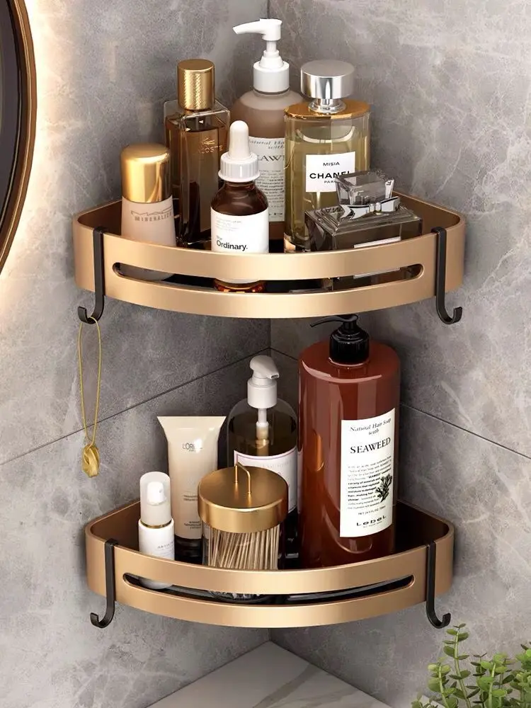 

Luxury Aluminum Alloy Bathroom Shelf Corner Shower Organizer Wall Mounted Shampoo Holder Toilet Organizer Bathroom Accessories