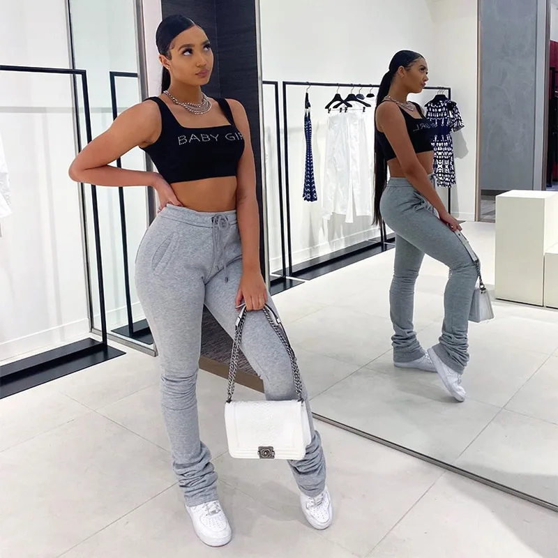 

Штаны спортивные с высокой талией женские, однотонные брюки с колокольчиком, повседневные утепленные леггинсы