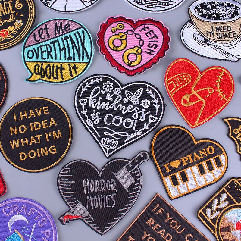 Нашивки с надписью на одежде термонаклейки для одежды Love Heart аппликации в полоску