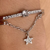 fashion charms star chain pendant bracelets for women cubic zirconia rhinestones infinity fold bracelet femme jewelry gifts