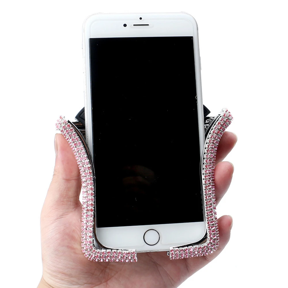 

Rhinestone Mount Clip Car Air Vent Universal For Iphone Samsung Car Phone Holder Crystal U Shape