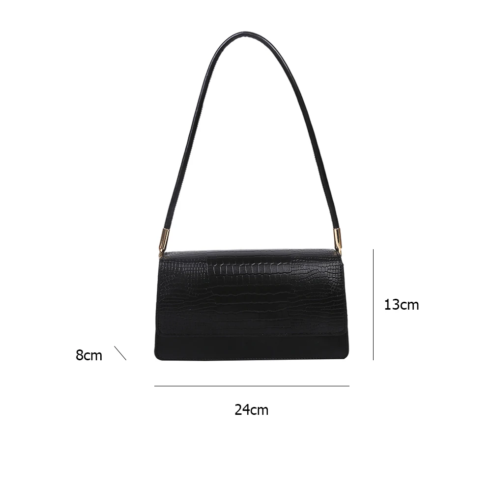 

Solid Women Tote Bag Alligator PU Simple Shoulder Handbags Street Underarm Purse Classic Elegant Crossbody Shoulder Bag