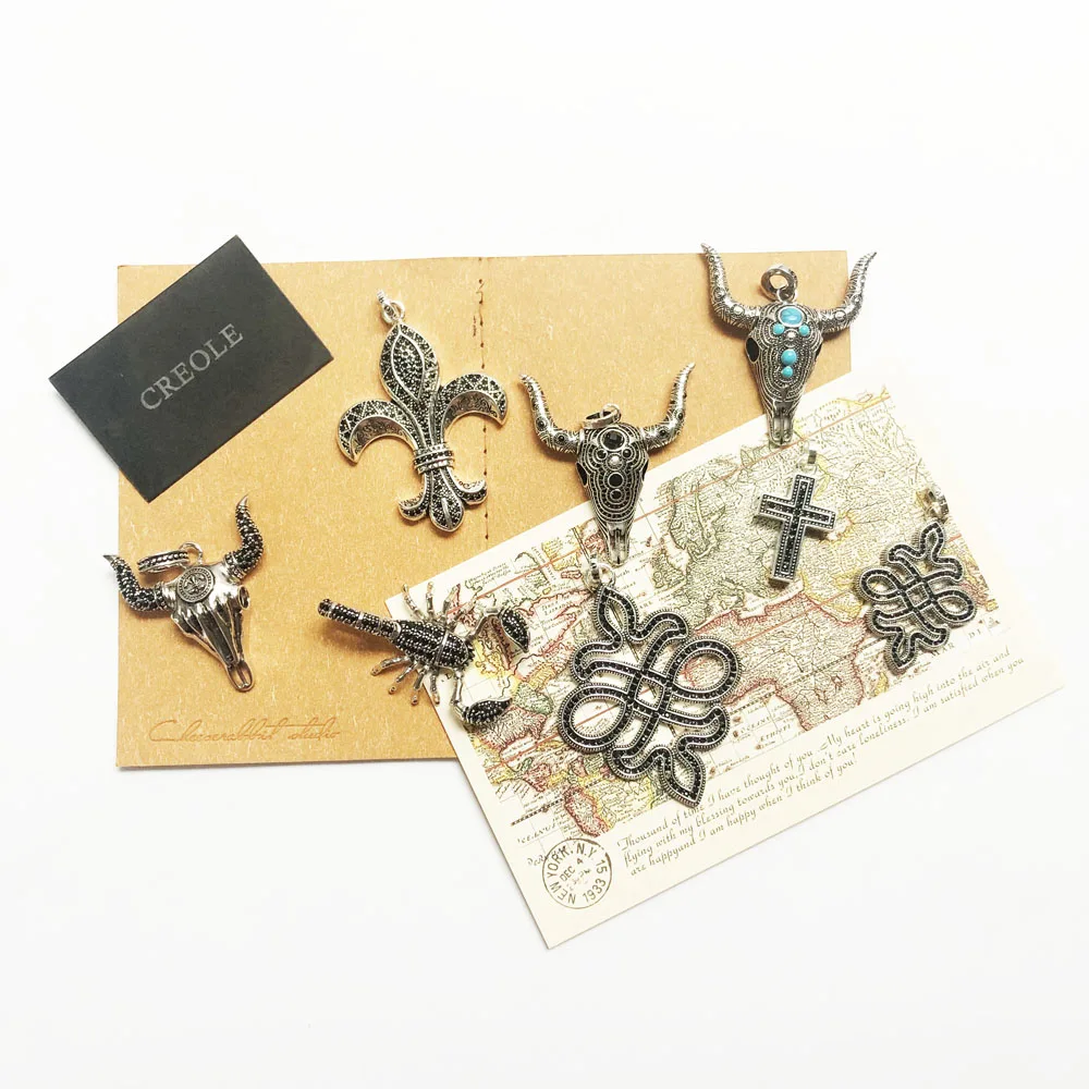 Крест Скорпион узел бык Флер-де-Лис ожерелье кулон 2019 Лето Rebel Street Модные