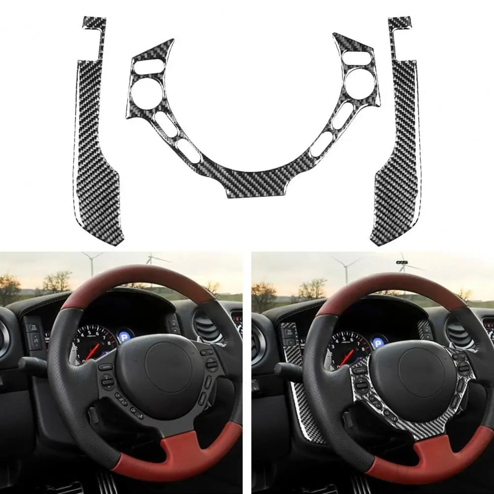 

3Pcs Carbon Fiber Car Steering Wheel Button Stickers for Nissan GTR R35 2008-2016 Car Accessories