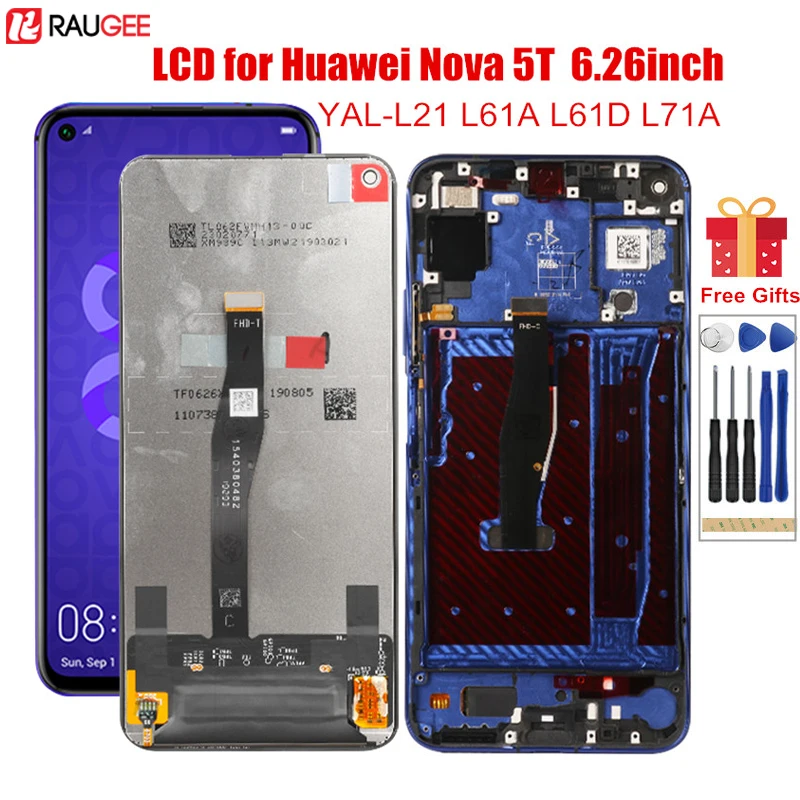 ЖК дисплей для Huawei Nova 5 T сенсорный экран с рамкой замены t YAL L21 L61A L61D L71A