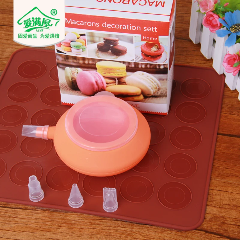 Macron выпечки Силиконовые Макарон Торт Плесень Набор 30 отверстий мат + десерт