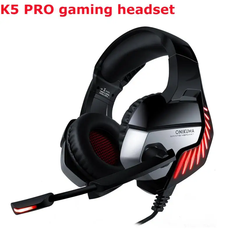 

Игровые наушники ONIKUMA K5PRO, игровые наушники, стерео проводные наушники с USB-микрофоном, светильник кой, игровая гарнитура для ПК и ноутбука, н...