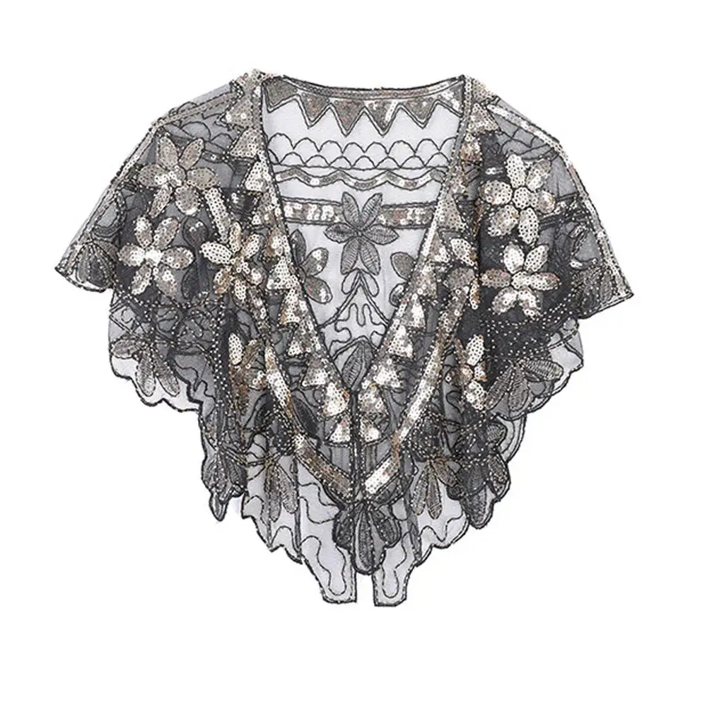 Wedding Cloak Women Elegant Sexy Muslin Banquet Stage Embroidery Bead Sequin Capes Shawl Coat Ponchos Mujer Invierno Mantelle |