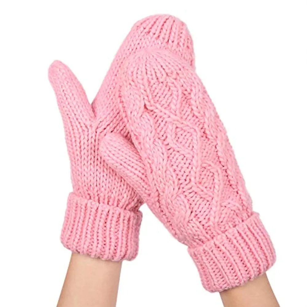 Women Winter Crochet Camp Protective Gloves Twist Cable Knit Hand Warmer Mittens Winter Gloves