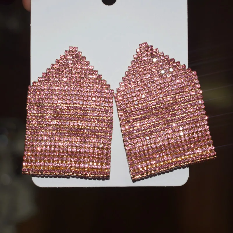 Новые блестящие стразы драгоценные камни модные женские висячие серьги