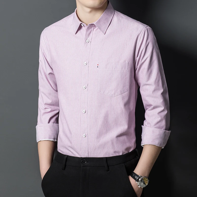 

Men's shirt long sleeve autumn winter 2021 new plush thickened coat business casual shirt