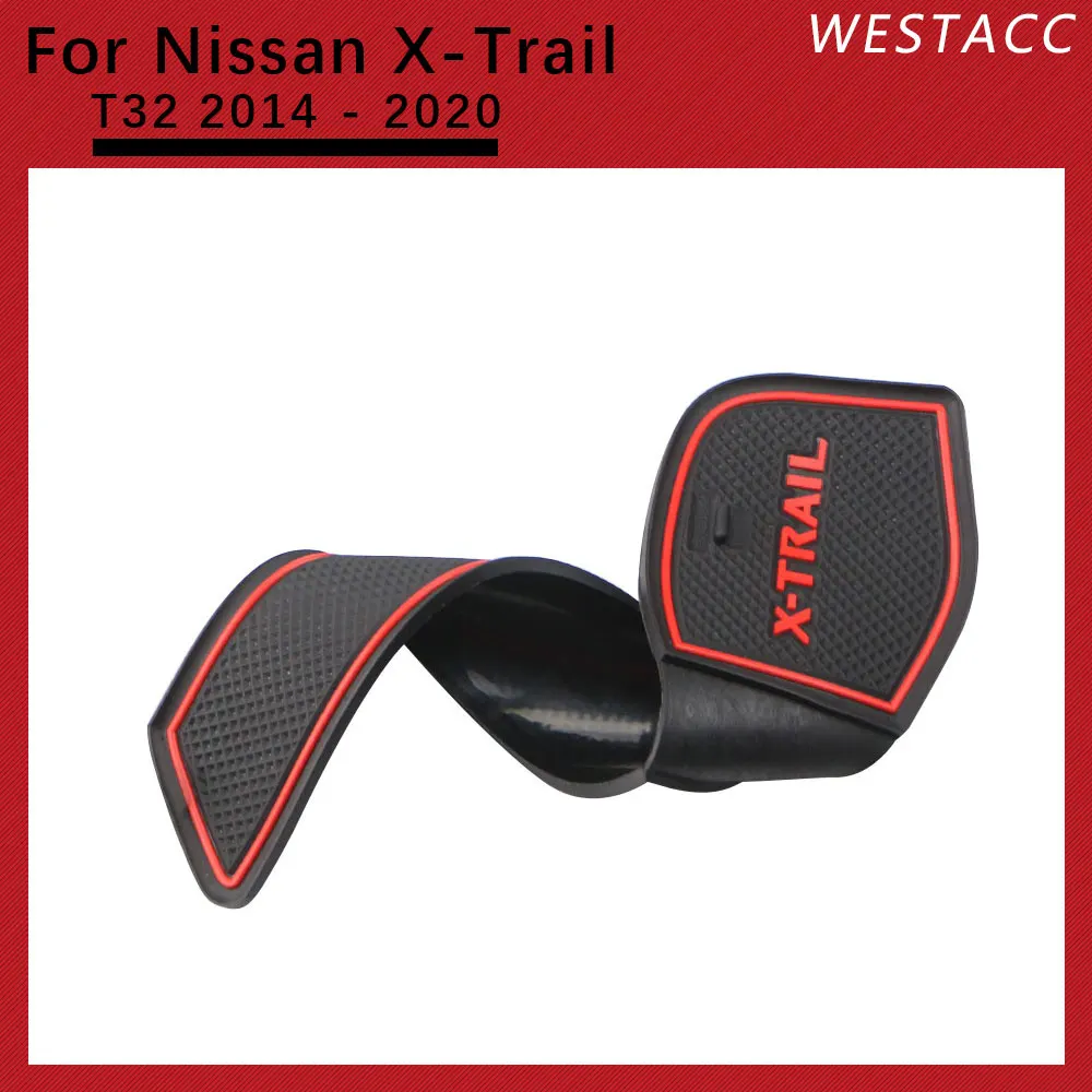 Silicon Car Anti-Slip Groove Mats Pads Door Slot Mat Water Cup Pad for Nissan X-Trail T32 2017 -2020 5 Seat Interior Accessories |