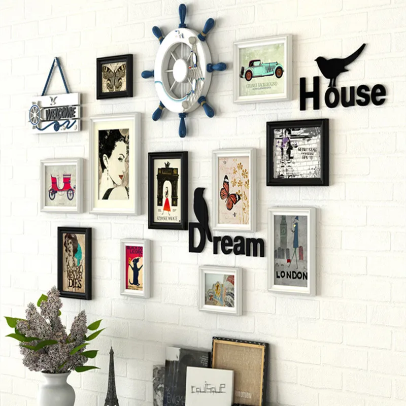 Черный белый цвет креативная настенная рамка для фотографий 11 шт./компл.