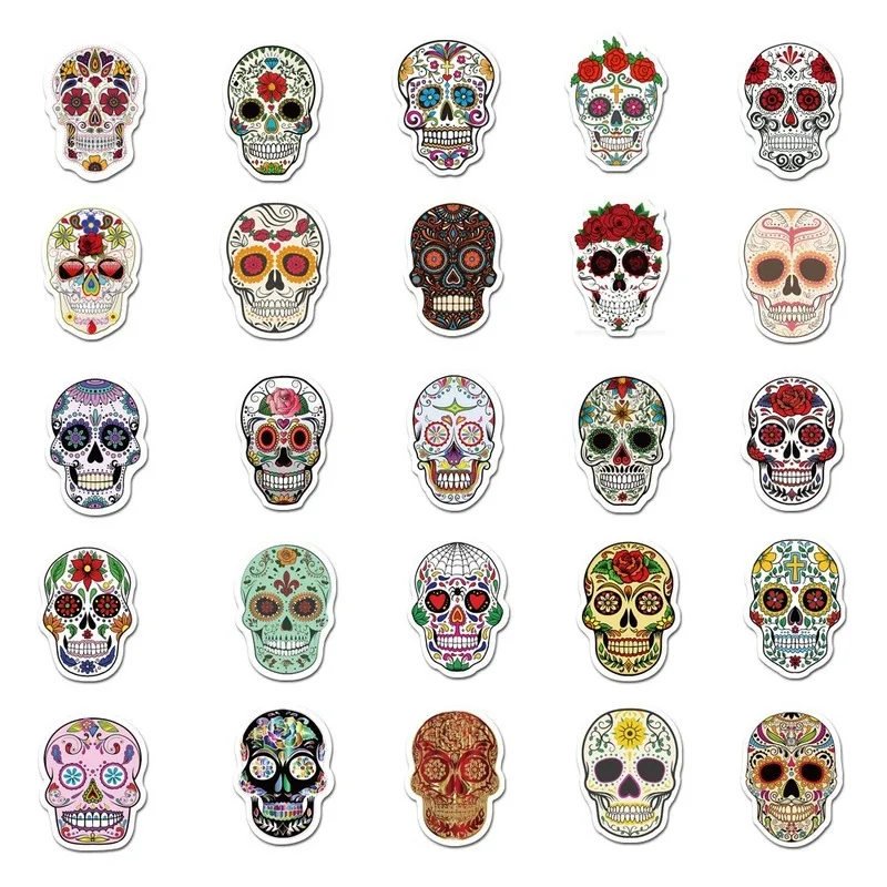 Calaveras de az&uacute;car en forma de calavera para coche, calaveras de estilo de Anime para el coche, pegatinas para el coche, port&aacute;til, 10/50 Uds.-5