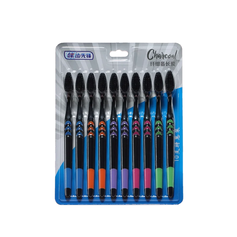 

[10 Pieces] Toothbrush Soft Bristle Adult Bamboo Charcoal Household Fine Wool Toothbrush Antibacterial Men and Women Family
