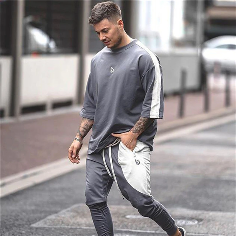 

Men Sweatpants Fashion Long Pant Jogger Cotton Trouser Casual Tracksuit Outdoor Slim Fit Elastic Waist String Brand Sweatpant