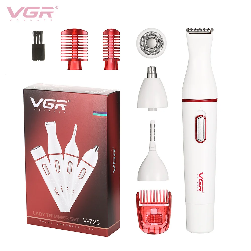 

VGR 4 In 1 Epilator Ladies Multifunctional Shaver Clipper Whole Body Hair Removal Electric Eyebrow Trimmer Knife Facial Epilator