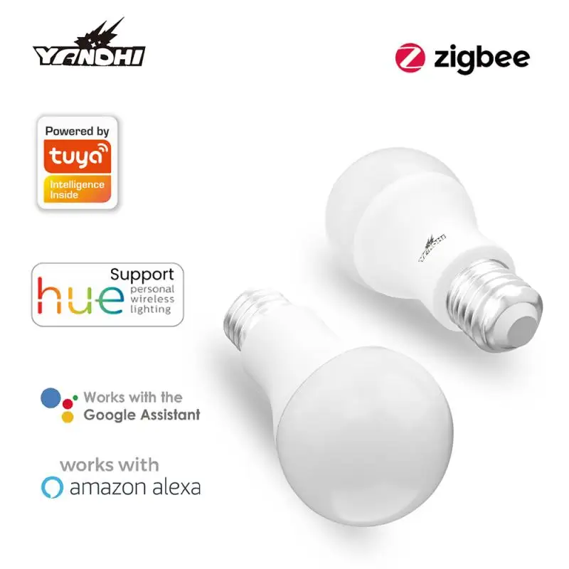Умная лампочка ZigBee YANDHI E27 Smart Life/TUYA APP RGB + CCT с регулировкой яркости голосовым