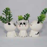 cat shaped ceramic flower pots cartoon mini cute hand made desktop potted plant desk decoration small ornaments potted garden
