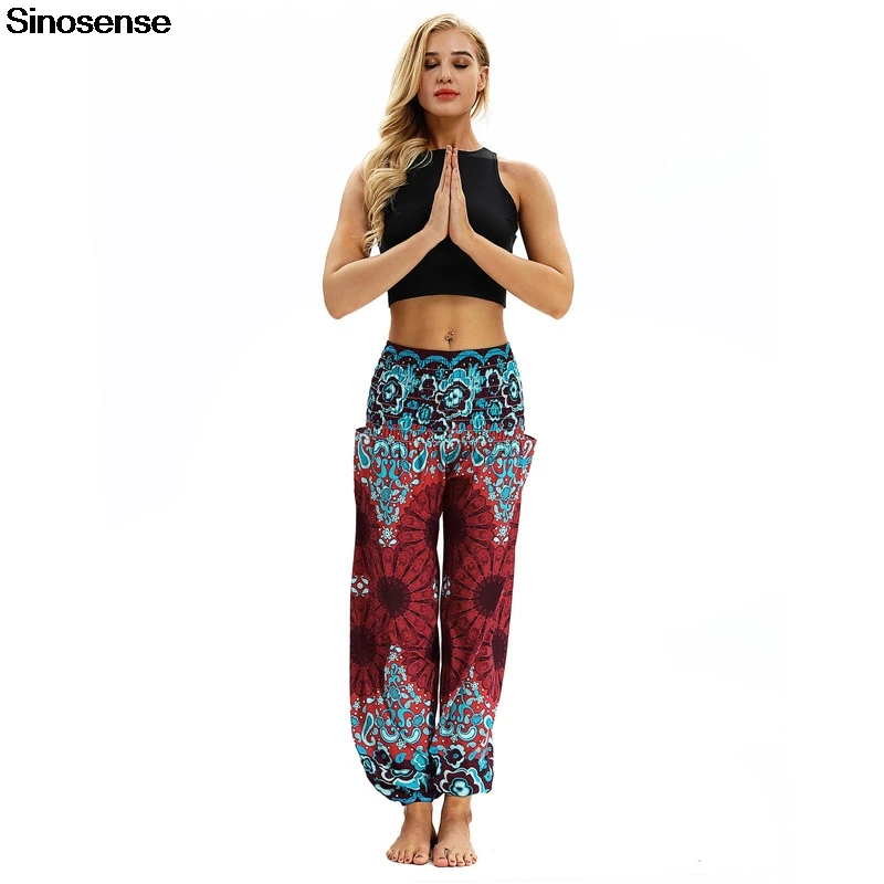 

Women Sporty Dance Harem Pants Casual Baggy Pants Summer Boho Beach Long Trousers 2020 Floral Print Vintage High Waist Pants