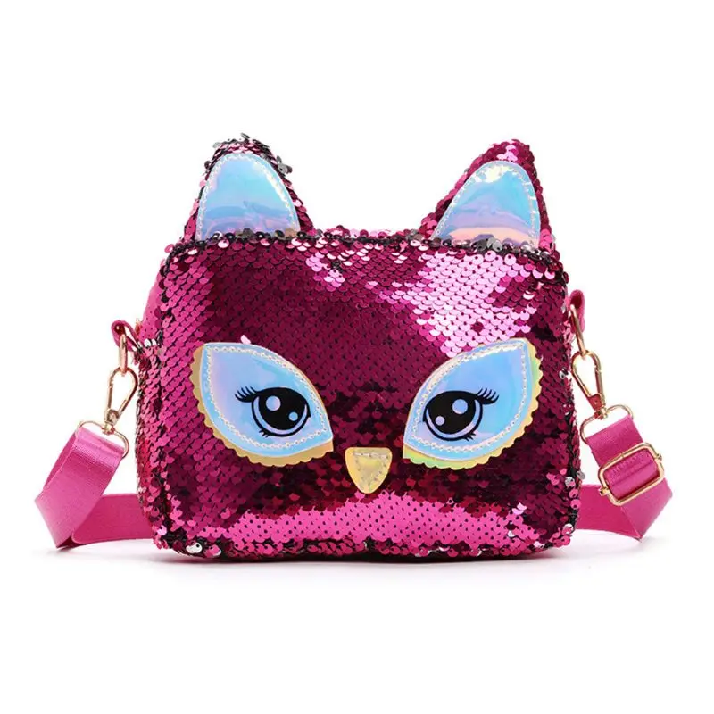 

Women Sequin Shoulder Bag Cute Cat Handbag Leather Tote Satchel Messenger Mini Crossbody