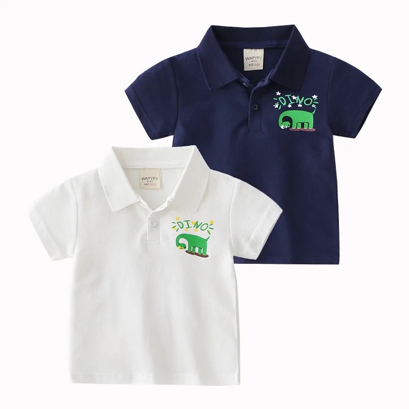 

Cute Dinosaure Boys Polo T-shirts Back Graphic Toddler Tops Tees Cotton Summer Breathable Children Shirt Kids Clothes
