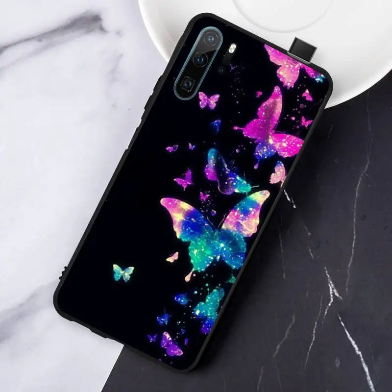 

Corlorful fly Butterfly glitter pattern luxury Phone Case shell For Huawei honor Mate P 10 20 30 40 Pro 10i 9 10 20 8 x Lite