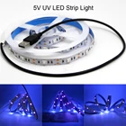 Ультрафиолетовая Светодиодная лента светильник 5050 5 В, неводонепроницаемая Светодиодная лента с USBпереключателем, лампа для полировки ногтей, 60 светодиодовм, 0,5 м, 1 м, 2 м, 3 м, 4 м, 5 м