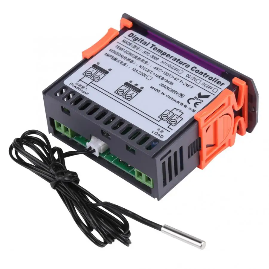 STC 3000 110V 220V сенсорный цифровой регулятор температуры термостат с датчиком (30A)