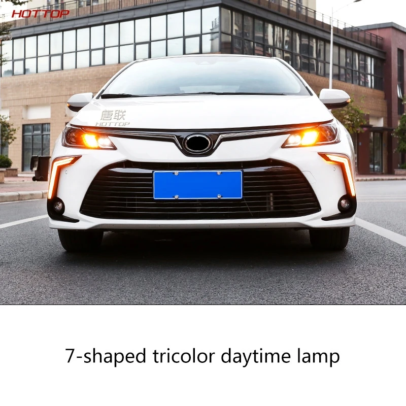 7 Three color lamp ABS черный дневной ходовой светильник Дневной светильник светодиодный для Toyota Corolla - Цвет: 7 Three color lamp