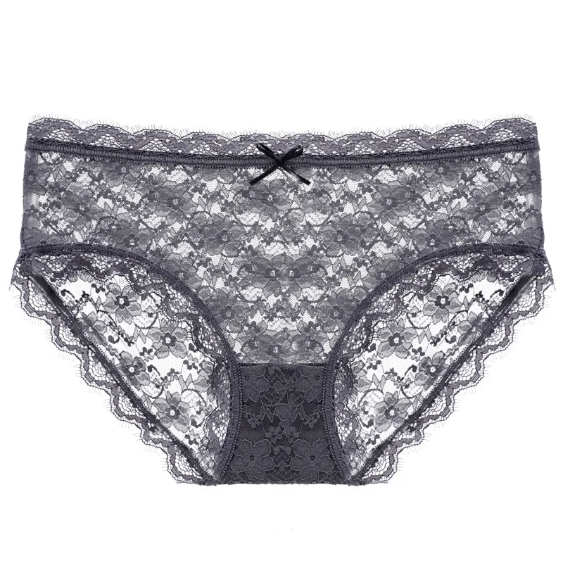 

Lace Cotton Women's Underwear Briefs Breathable Sexy Panties Comfortable Underpants Mid Waist Panty Solid Female Lingerie M-XL