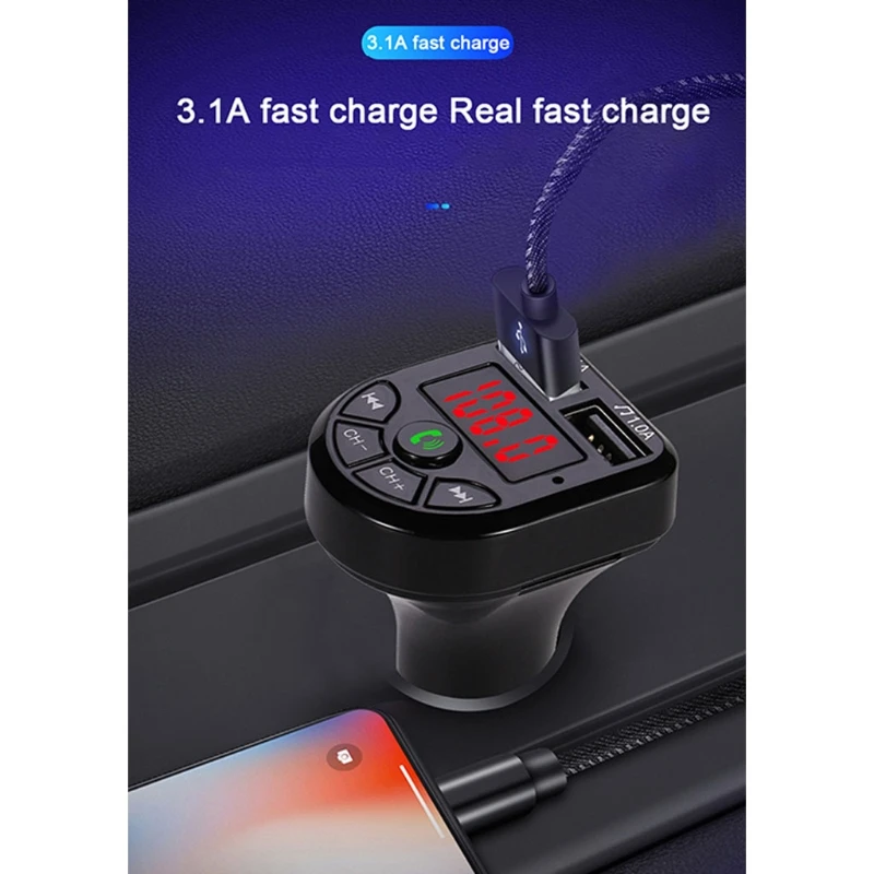 Автомобильное зарядное устройство с функцией громкой связи беспроводной Bluetooth