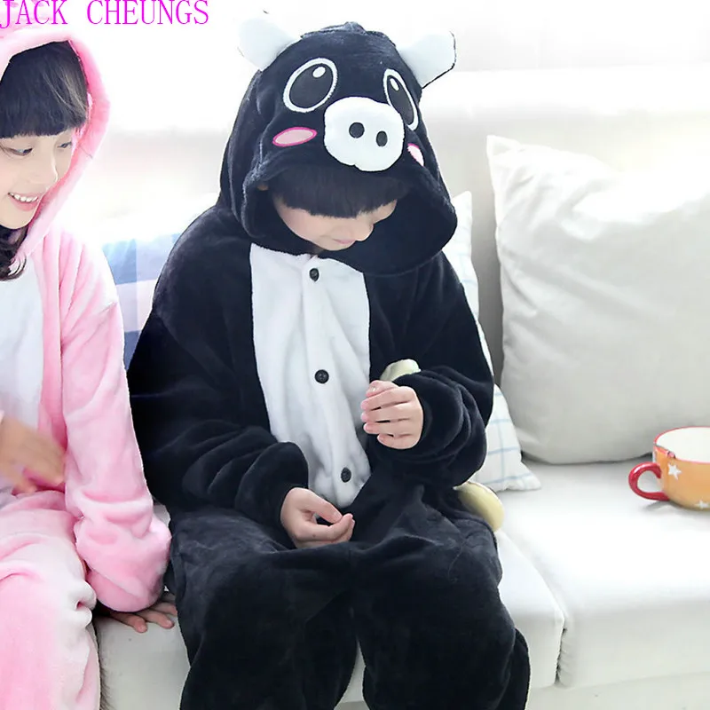 Детский Пижамный комбинезон Kgurumi с черной и розовой поросенкой костюм для
