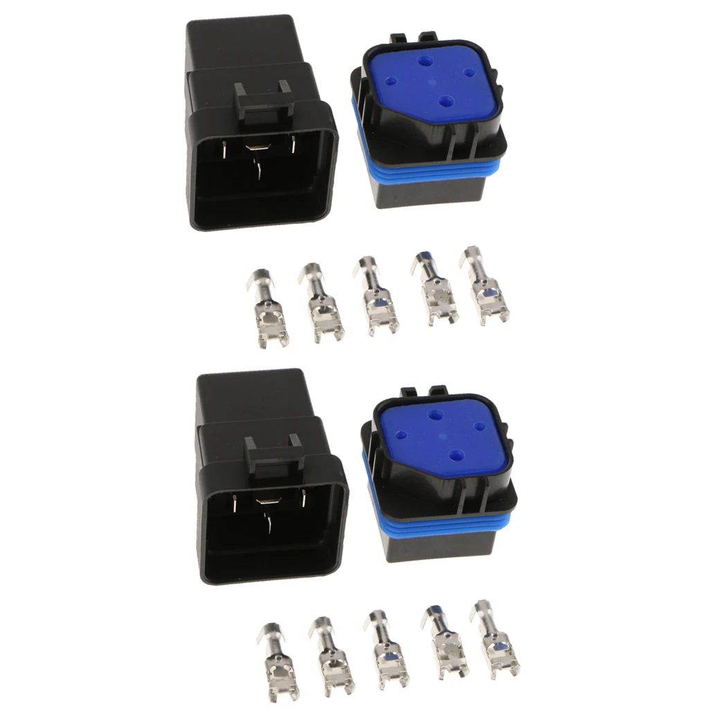 

4 шт. 12 В 40 А 4-контактный релейный провод внутри водонепроницаемой розетки с клеммами