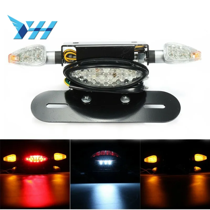 

Motorcycle LED Rear Tail Brake Stop Turn Indicator Light with License BT