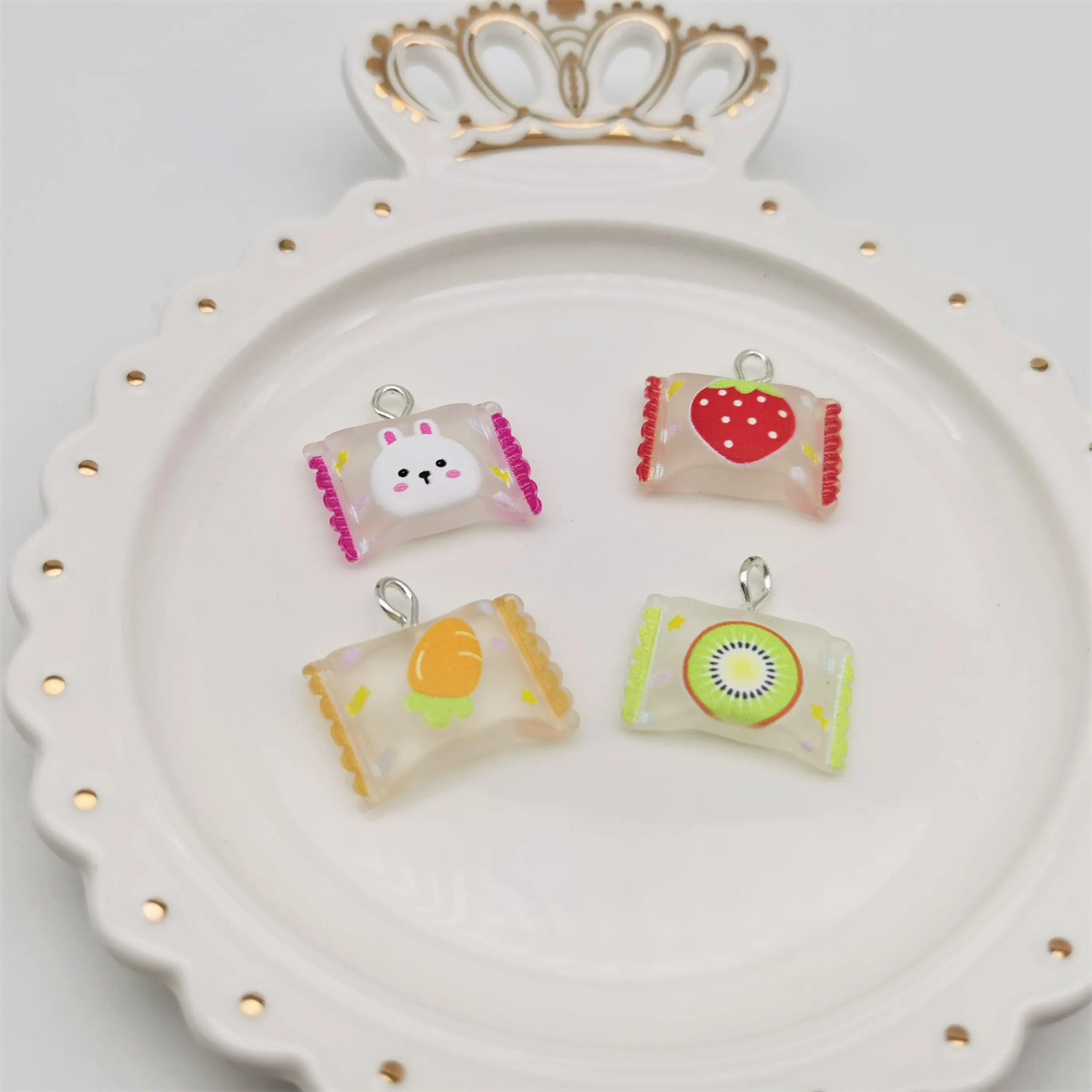 6 шт каваи Смола Мода маленький кролик фрукты конфеты амулеты для DIY украшения
