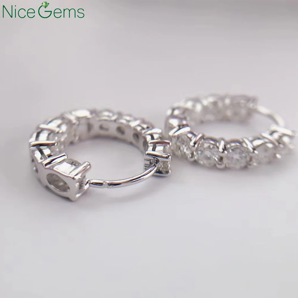 Серьги-кольца NiceGems женские с муассанитом цвет DF 3 мм 1 8 CTW | Украшения и аксессуары