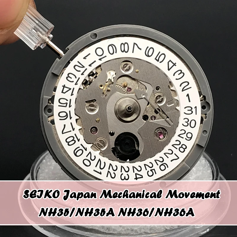 

Механические часы SEIKO NH35 NH36/NH36A с автоматическим механизмом и автоподзаводом, запасные части для часов с датой/днем, Япония