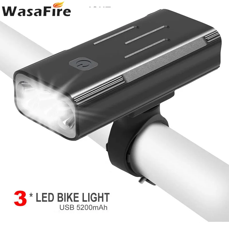 

WasaFire 1000/1200LM Bicycle Light Set 5200mAh Bike Lights USB Rechargeable 3*LED Headlight Waterproof MTB Cycling Camping Lamp
