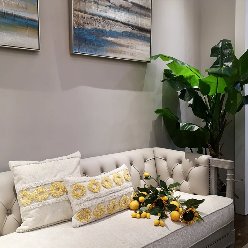 Белая холщовая наволочка с геометрической вышивкой домашний декор Женская