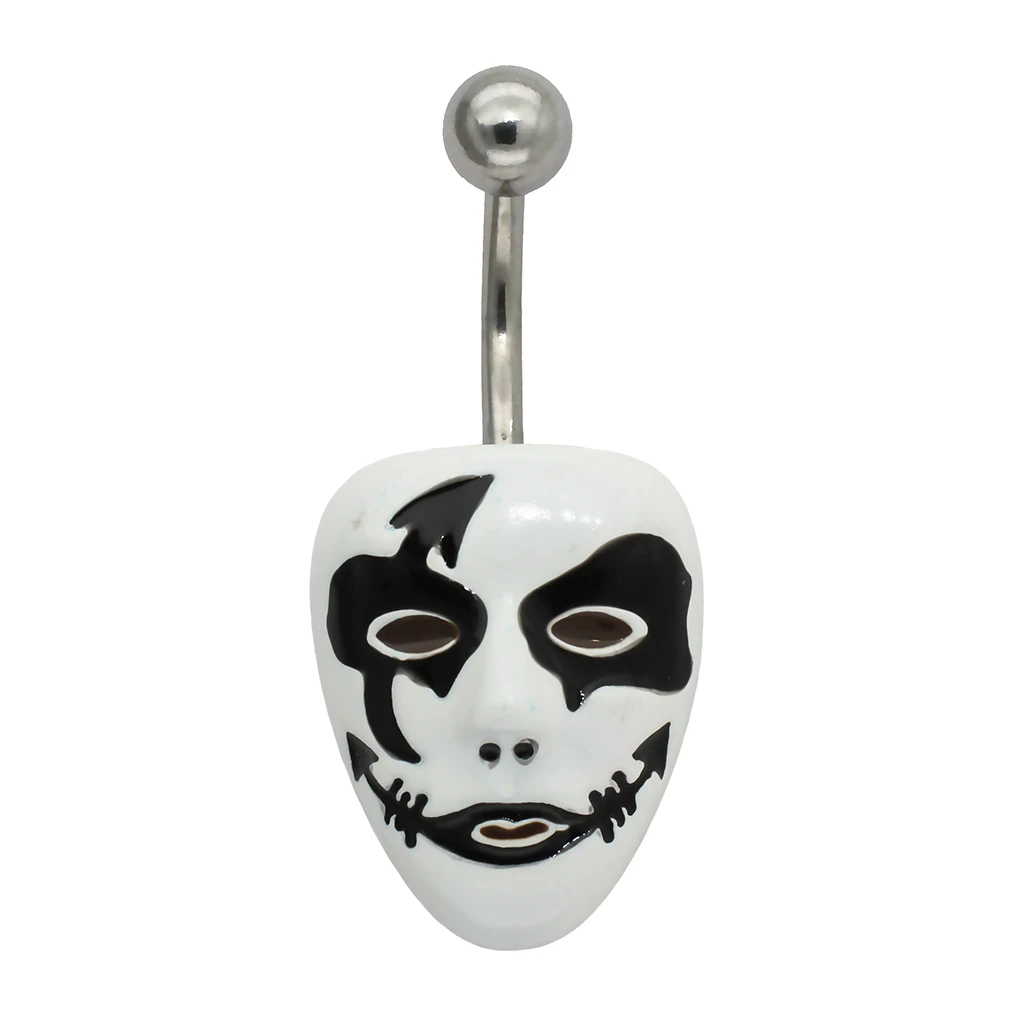 

JHJT Belly Button Ring 316L Surgical Stainless Steel Black And White Peking Opera Facial Make up Navel Piercing Belly Ring