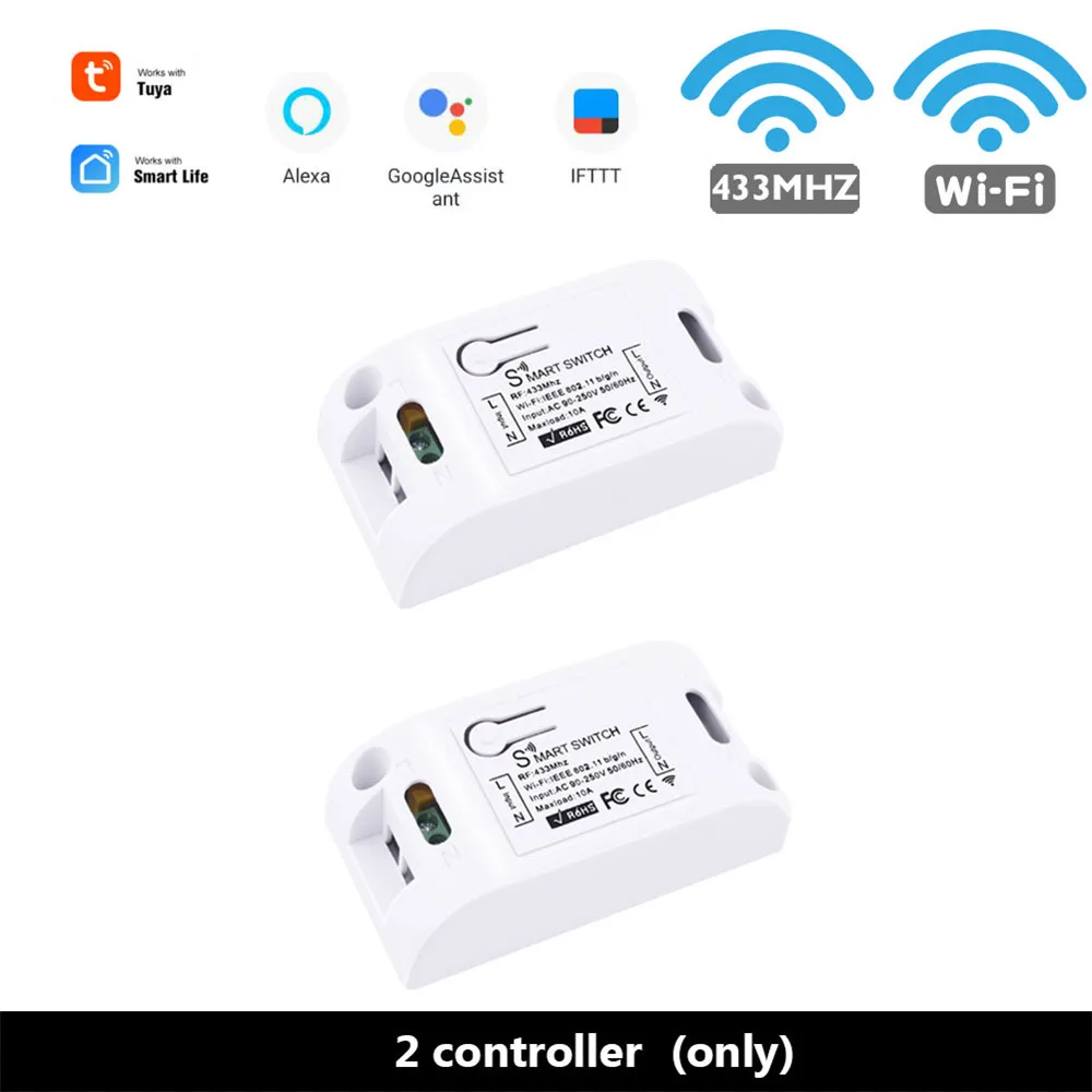 2 Controller SMATRUL Tuya Smart Life APP WiFi кнопочный переключатель светильник RF 433 МГц настенный 110 В 220 В DIY релейный таймер модуль Google Home Amazon Alexa - Цвет: 2 Controller