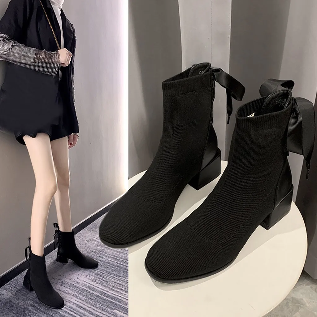 Ботинки сезон осень зима Новинка 2020 года женские ботильоны на толстом каблуке