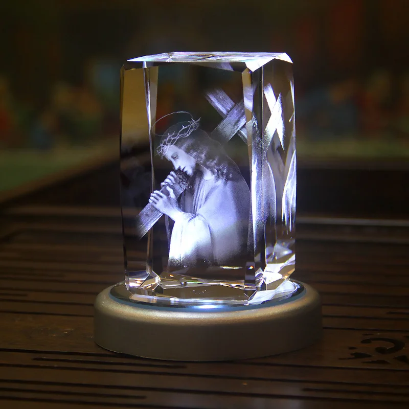 

Jesus Cross Statue Crystal Carving Art Sculpture Modern Home Decoration Accessories Decoration Room Decor Figurine