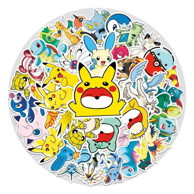 

10/30/50pcs Pokemon Pikachu Anime Cartoon Stickers Kawaii Waterproof Skateboard Bicycle Guitar Laptop Kids Stickers Toys